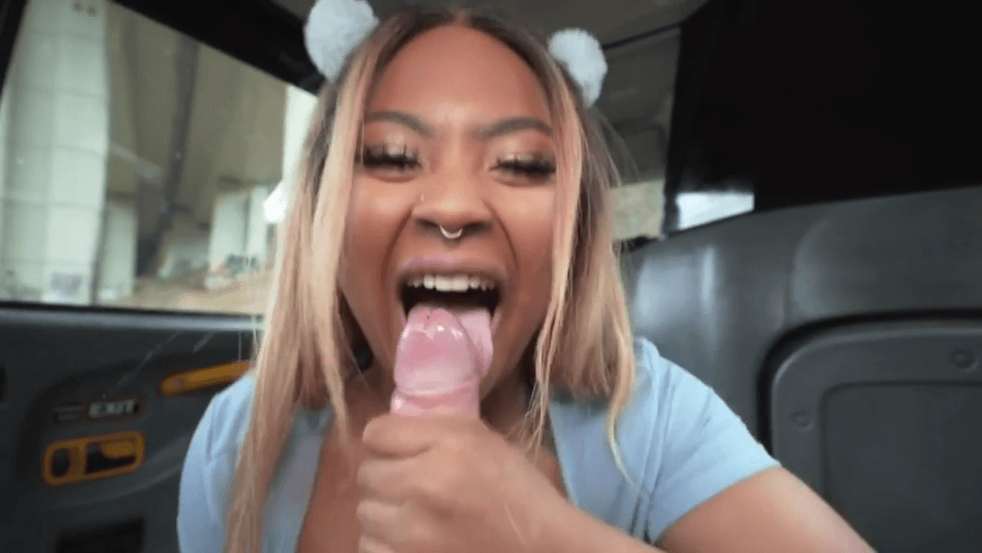 Busty Black Babe Cab Facial