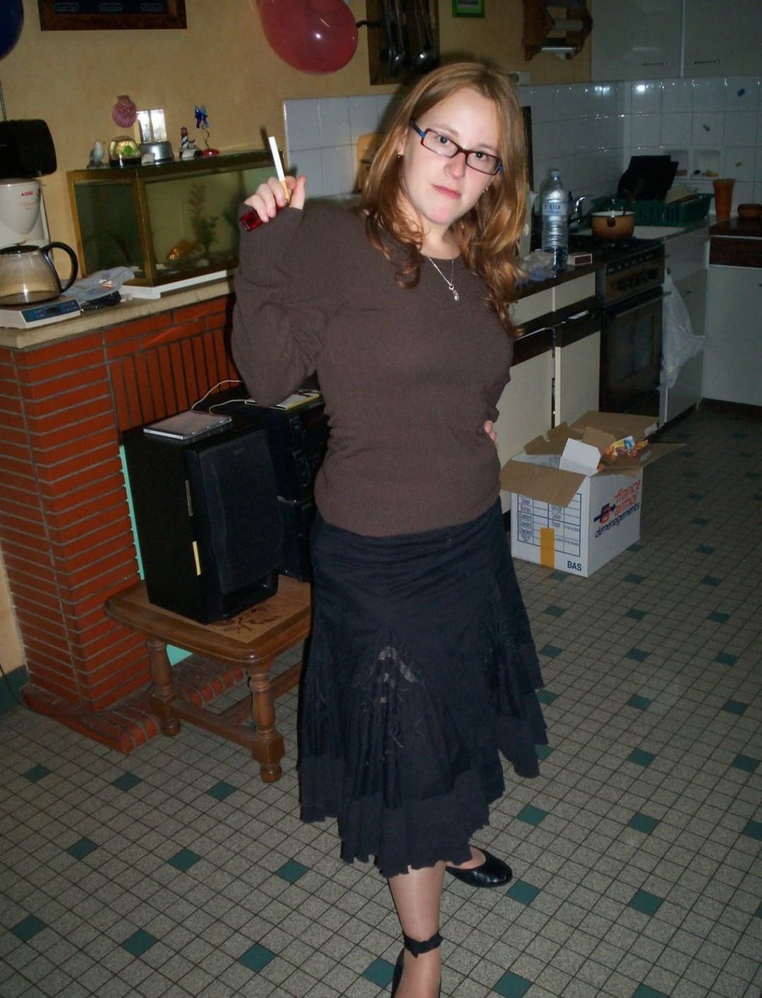 Click to view full size Cute Nerdy Redhead with Glasses