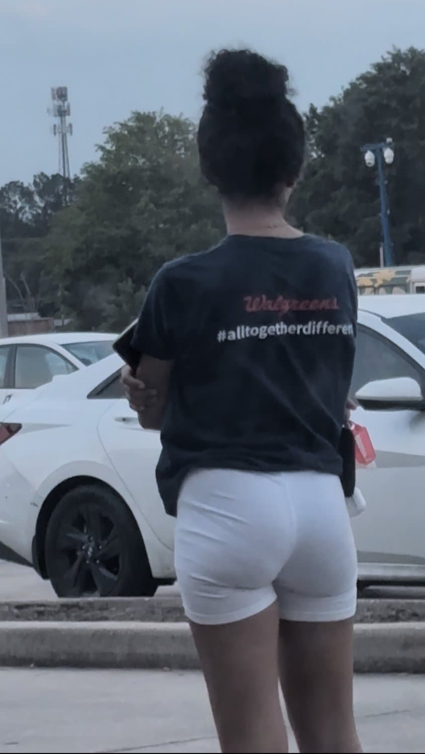 candid cute petite college lightskin little bubble booty in tight white shorts