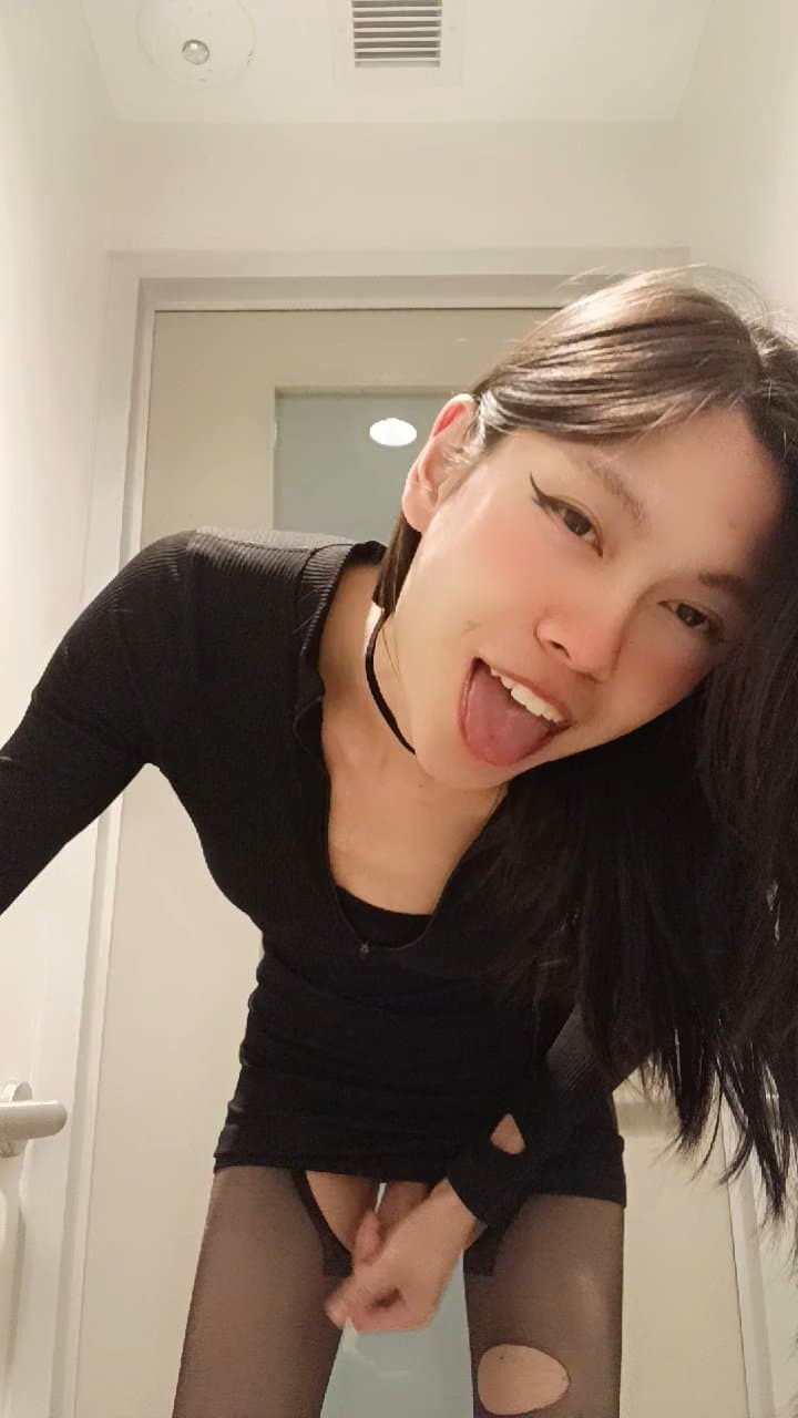 Femboy masturbating in school bathroom, wishing someone can fuck me into a drooling ahegao whore