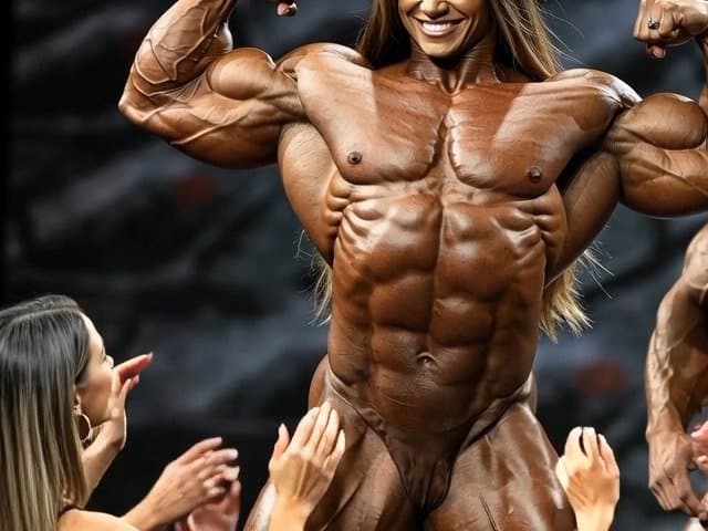 Click to view full size The naked bodybuilding show now is turning to a wild lesbian muscle orgy