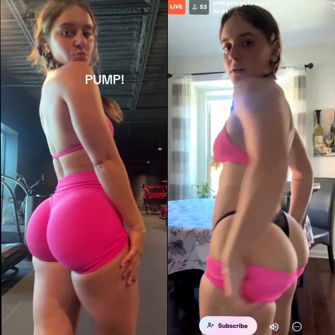 Gym girl pulls her shorts down after the gym