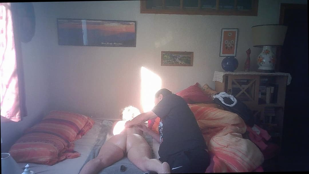 Mature Nurse Solange coming for massage and caught by  4 hidden cams !