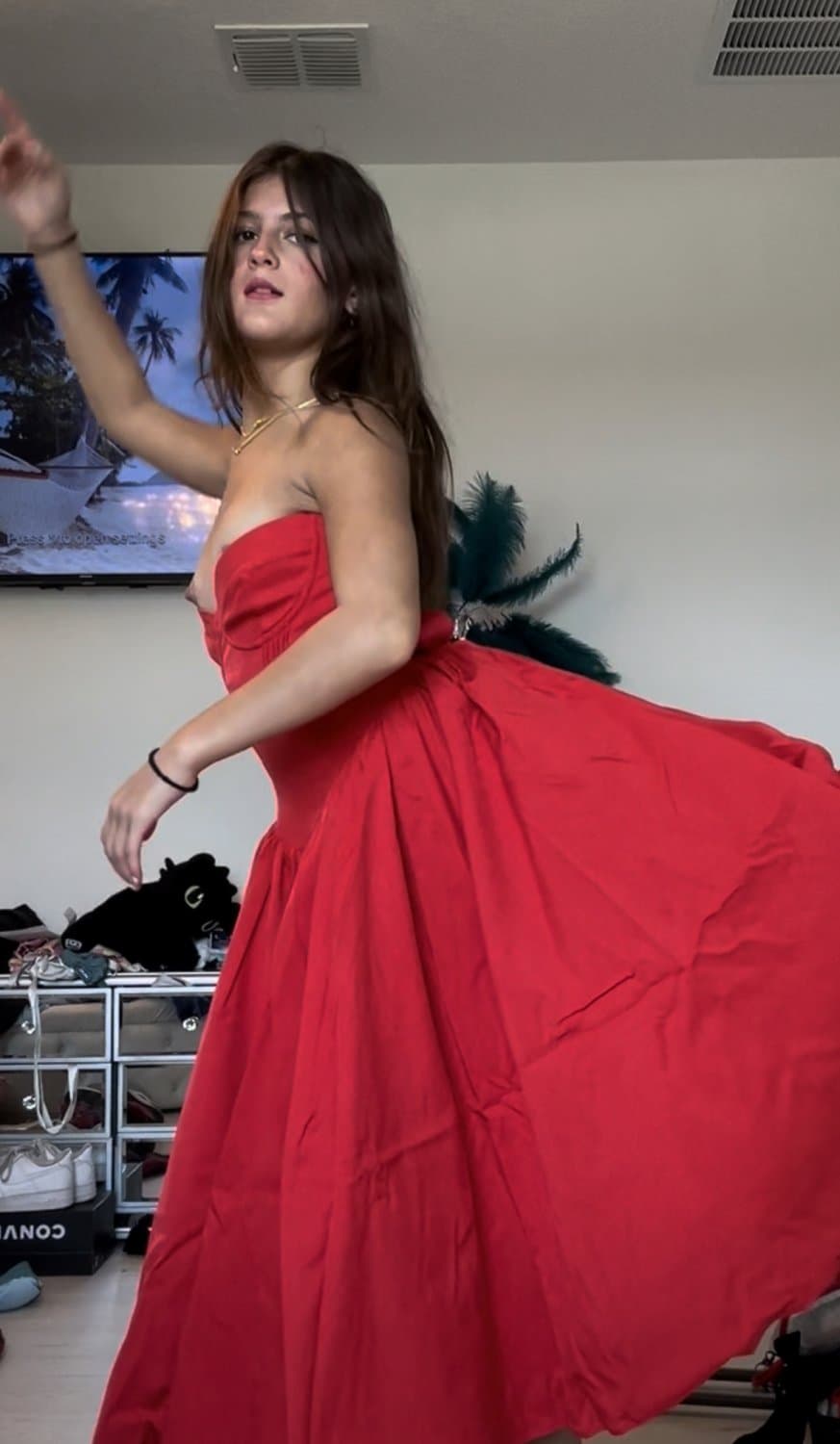 Famous TikTok teen nip slip