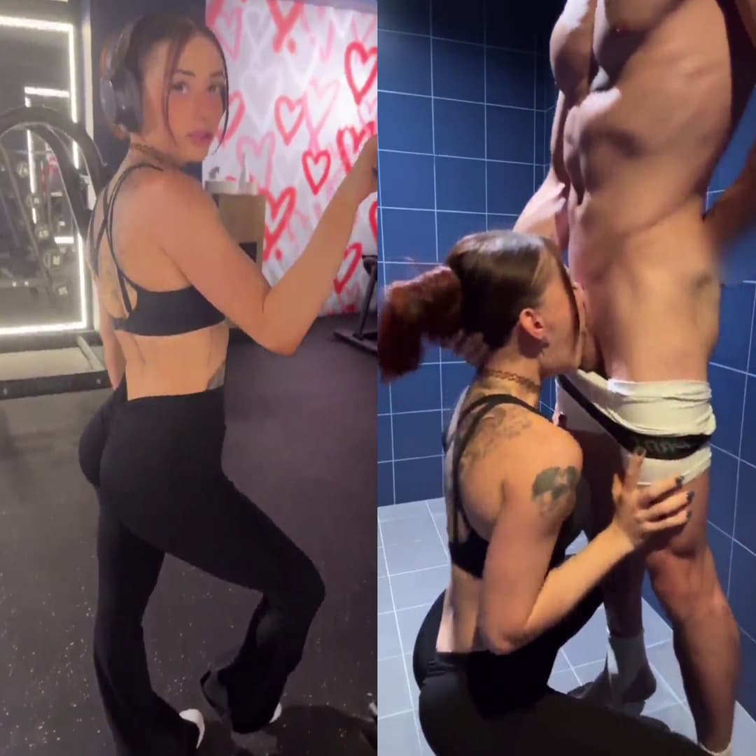 Deep-throating his dick after gym workout ?