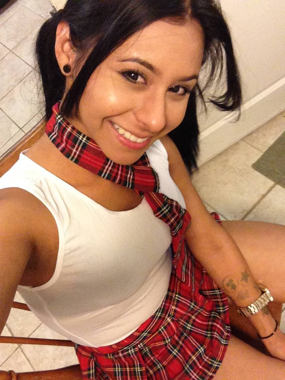 Aimee loves to dress as a naughty schoolgirl