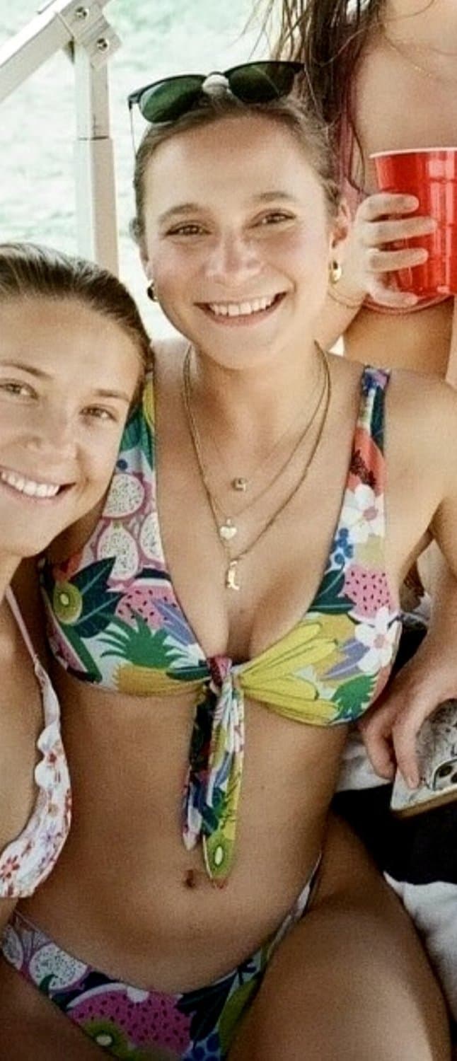 Click to view full size Beautiful brunette college coed with big tits and tight body