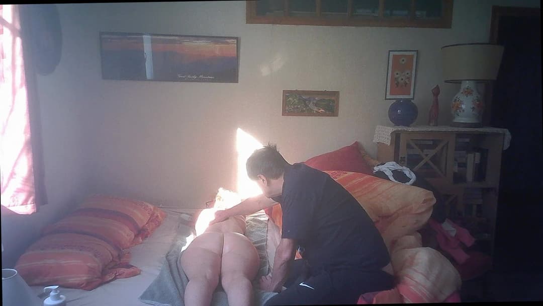 Mature Nurse Solange coming for massage and caught by  4 hidden cams !