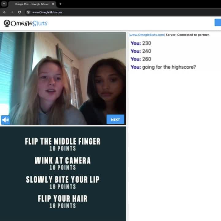 2 Teen Sluts play Omegle Game and show boobs