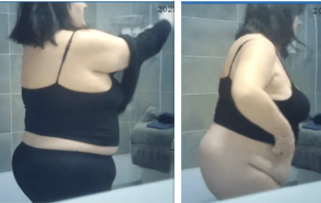 Amateur Milf BBW shower spy