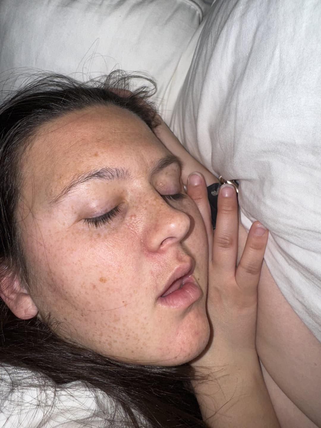 Sexy MILF wife so sexy when sleeping. Touch her!