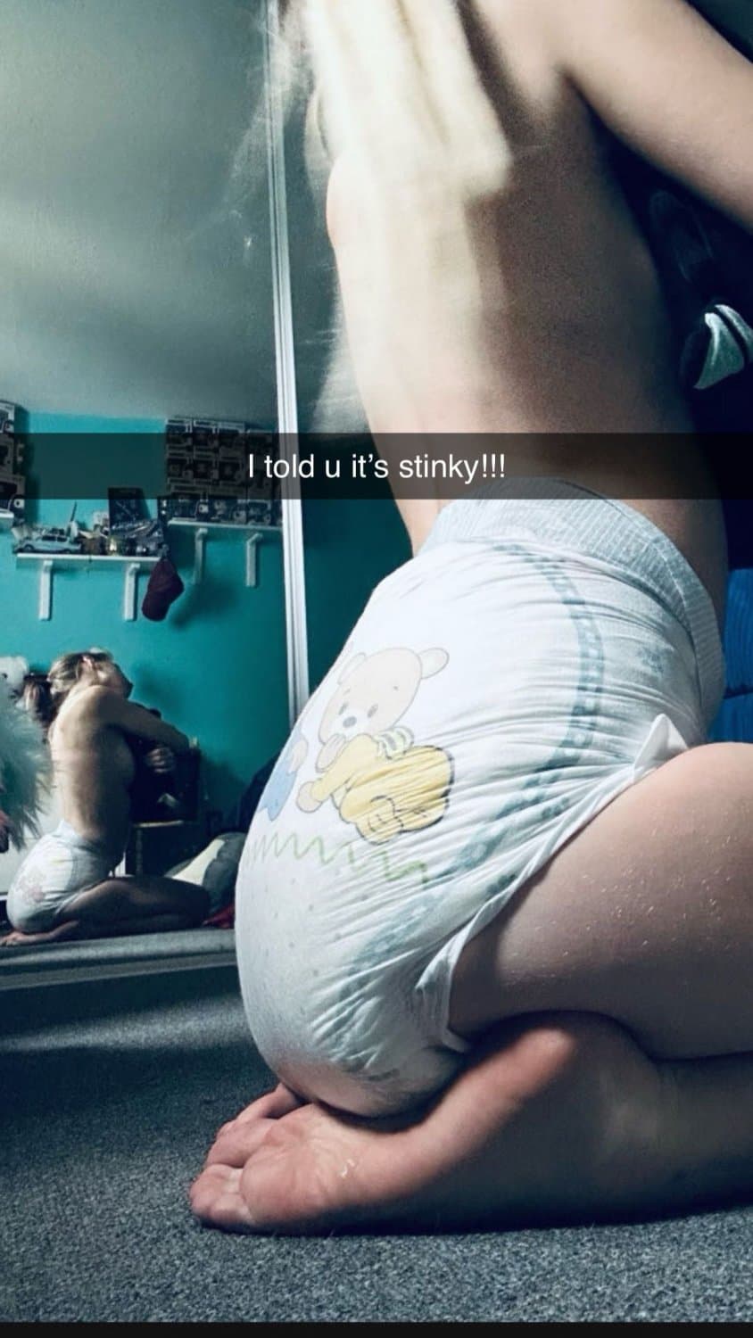 Hot college girl loves showing off her full diapers on snapchat