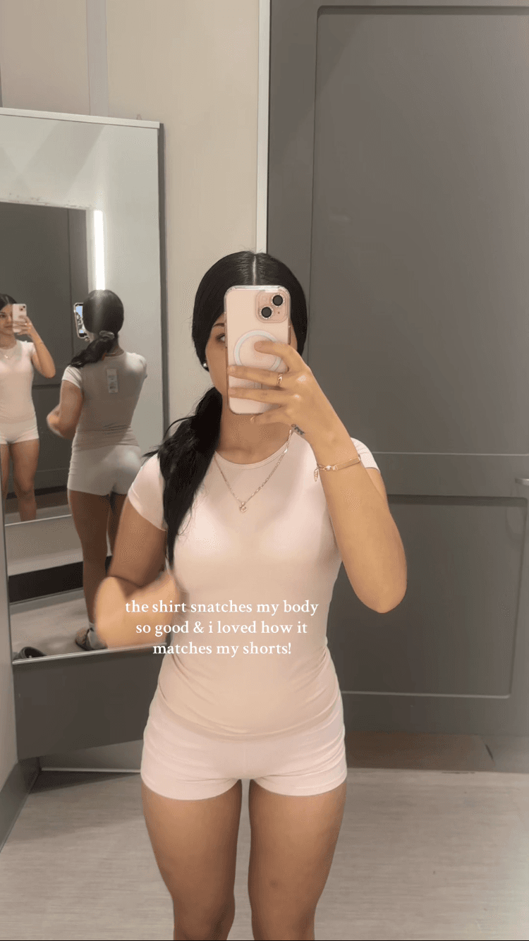 My Latina Cousin Trying Out Shorts Her ass looks fat Her pussy looks so tight DM US IF U HAVE HER