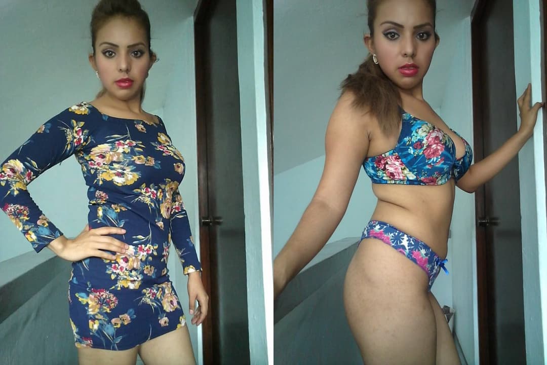 Carlita luciendo lenceria azul