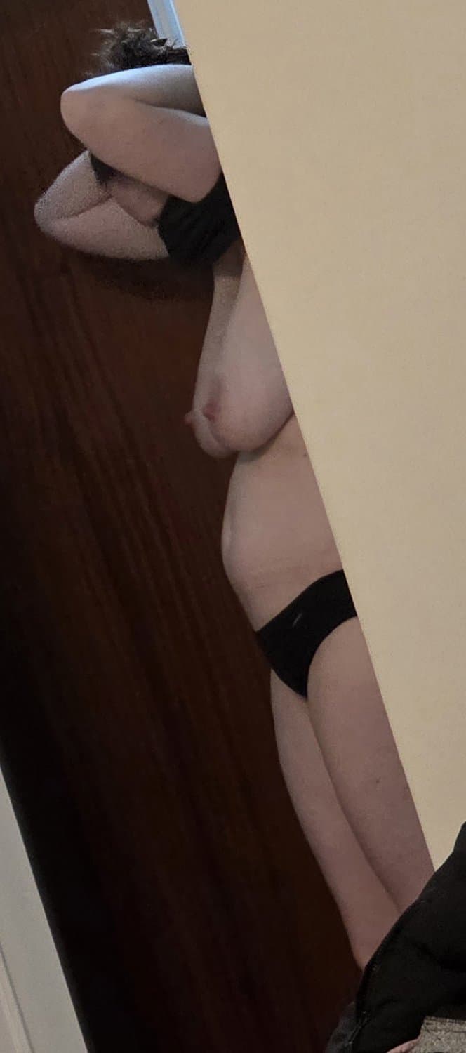 Spy hot wife in blue and black panties