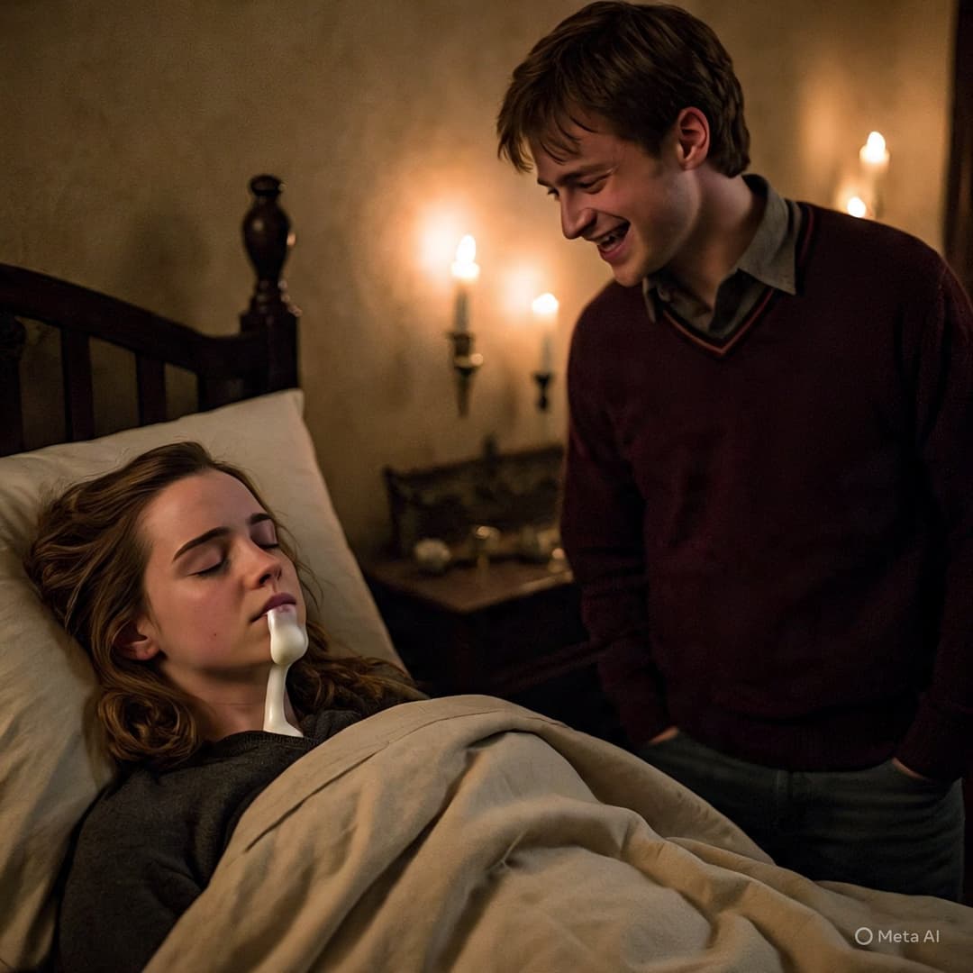 Harry had fun when Hermione was sleeping (Harry se divertiu enquanto Hermione dormia)