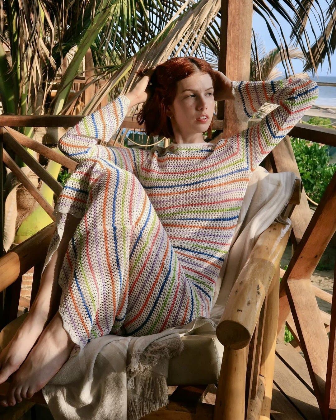 Ginger slut shows her small boobs