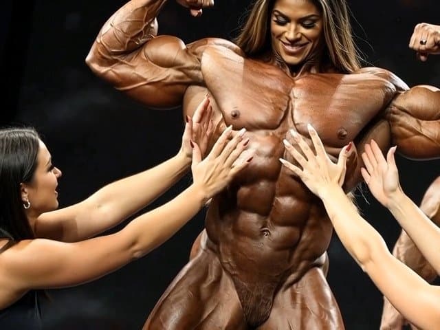 Click to view full size The naked bodybuilding show now is turning to a wild lesbian muscle orgy