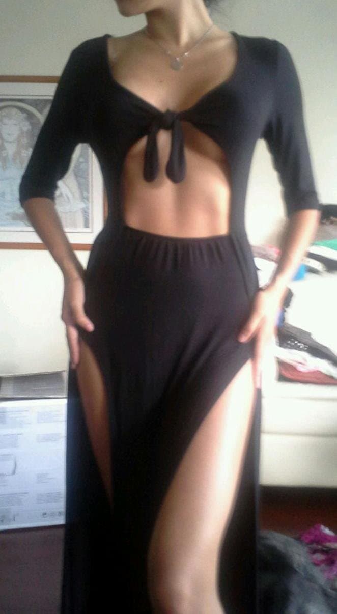 Brunette slut fake tits pretty smile