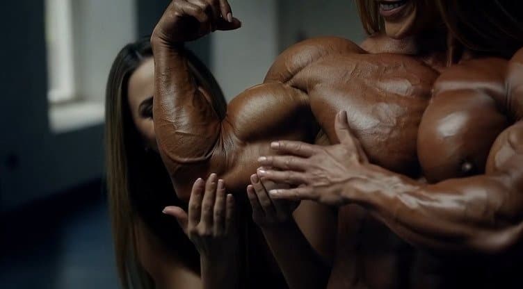 The strong flavour of her naked roided muscles turns every woman into a lesbian