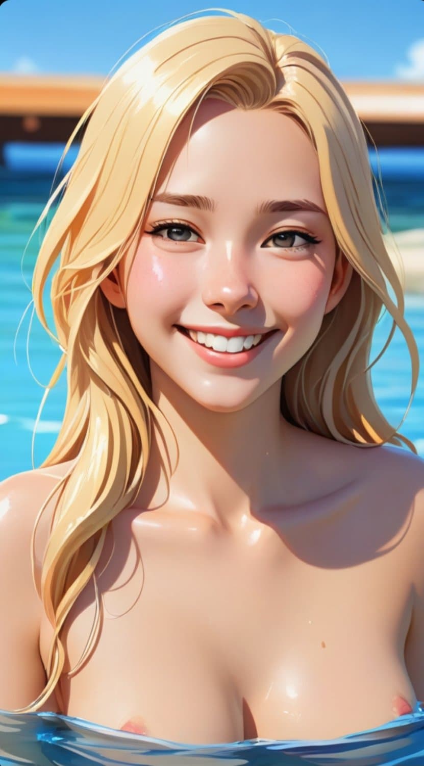 AI generated cute blonde Anime Girl nude