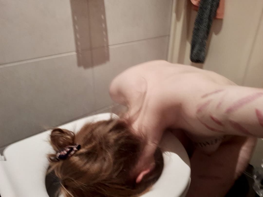 humiliated webslut licks dirty toilet