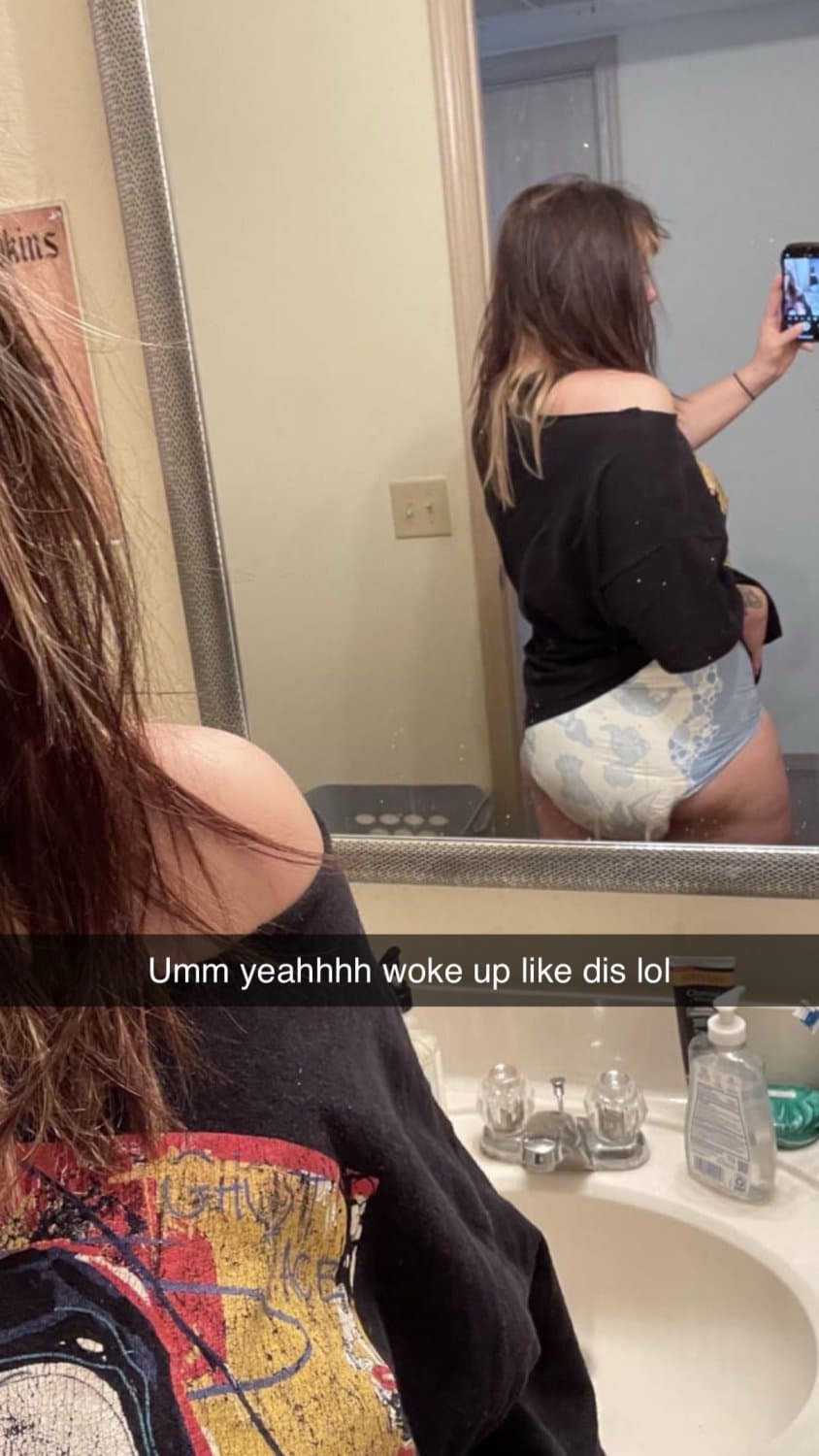 Shy college teen shows how full she makes her diapers