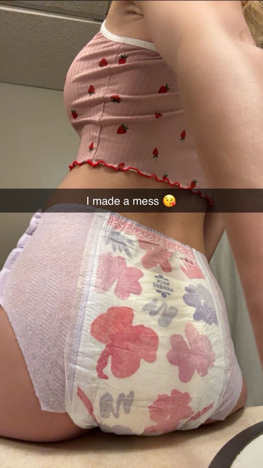 Hot blonde teen in diapers