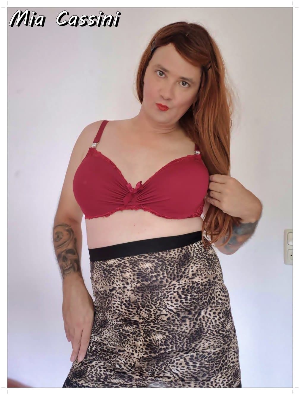 Red Lingerie and Miniskirt