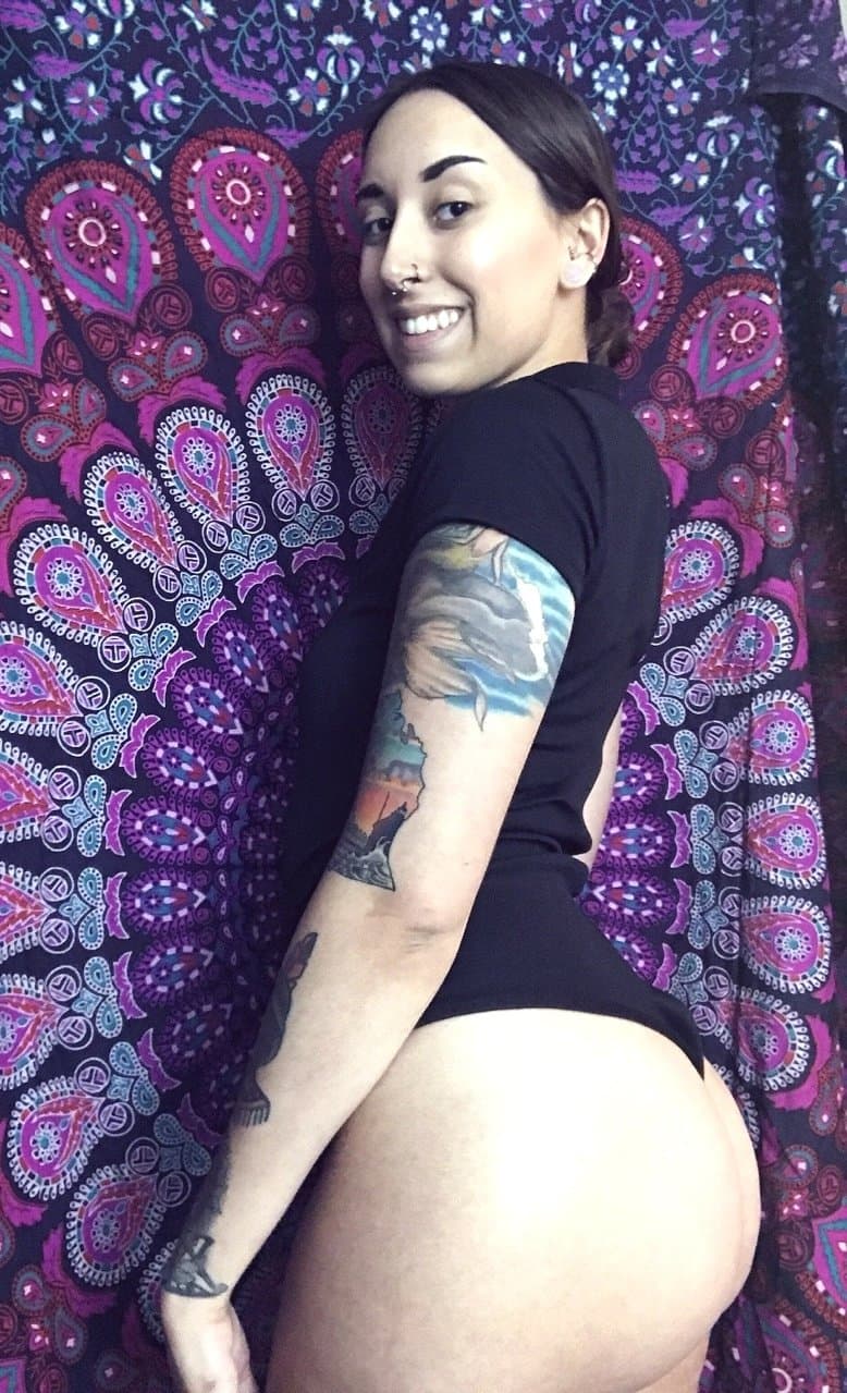 Tattooed Petite Wife Spreads and Shows Off Anal Plug