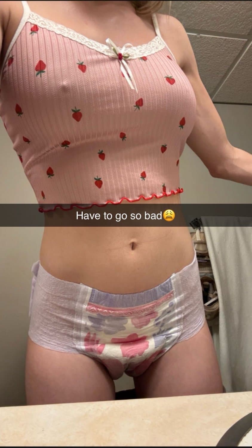 Hot blonde teen in diapers