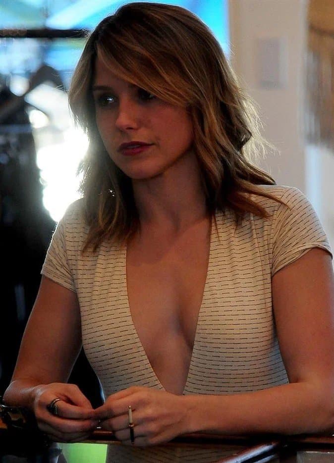 Dark eyed sexy lesbo actress Sophia Bush is perfect slutty goon material