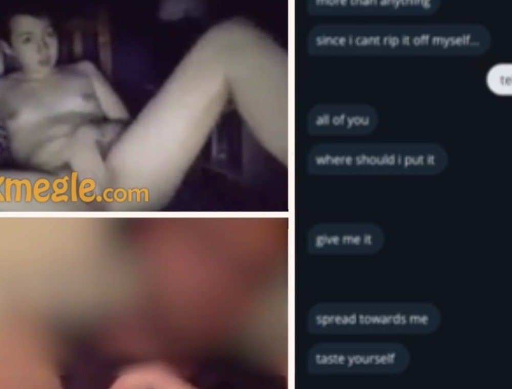 College Omegle girl is  caressing her  tits and sucking her playful fingers