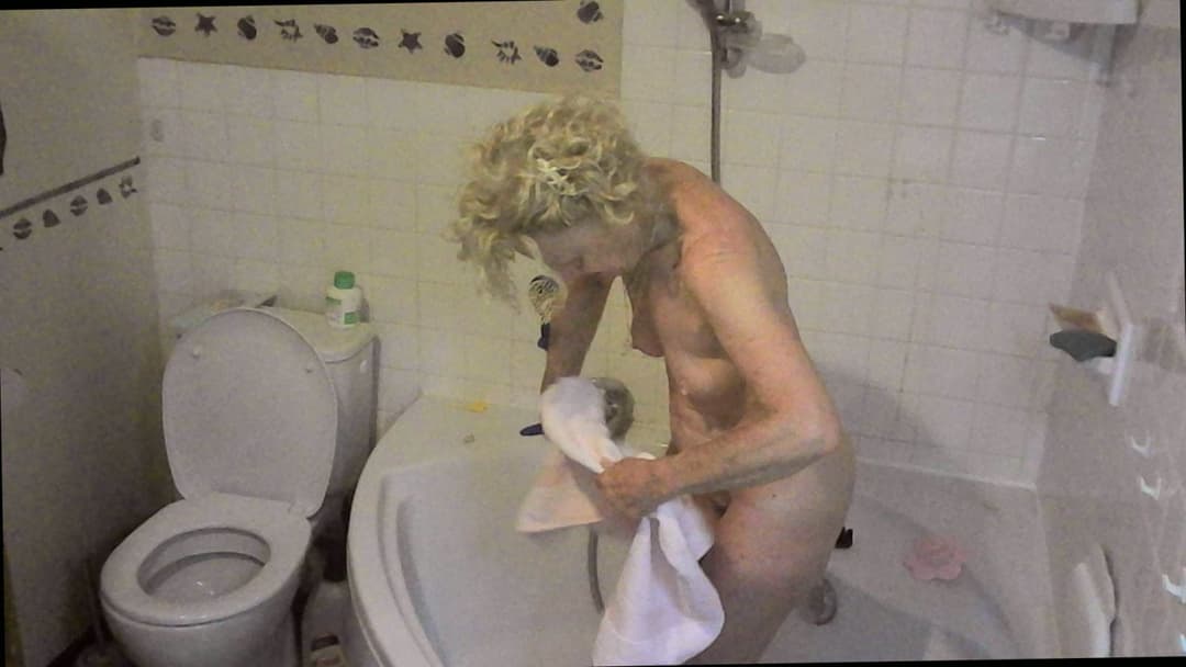 Two hidden cams on Nurse Solange cleaning her pussy