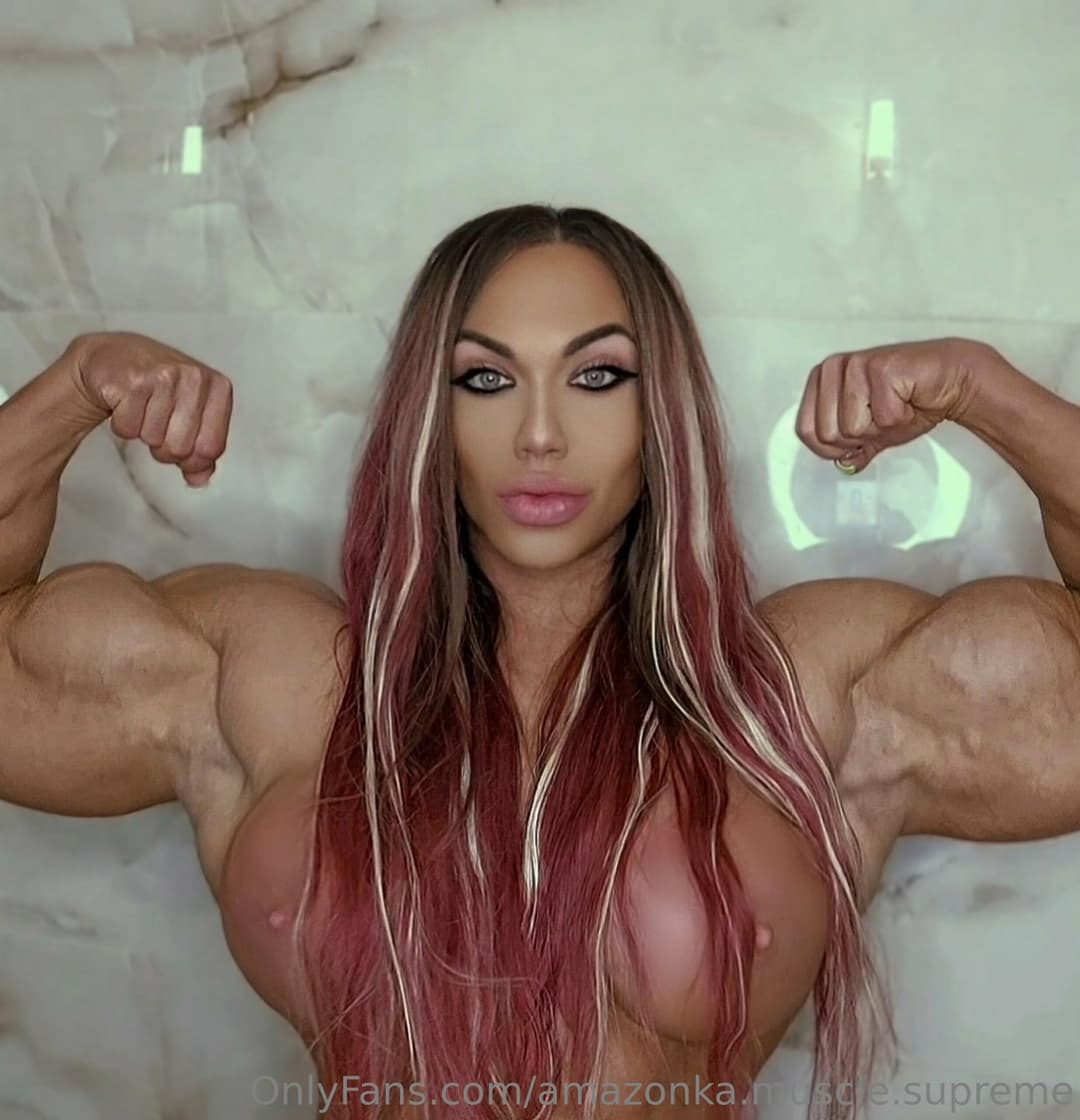 Mrs Amazonka, having sex with her own roided muscular masses