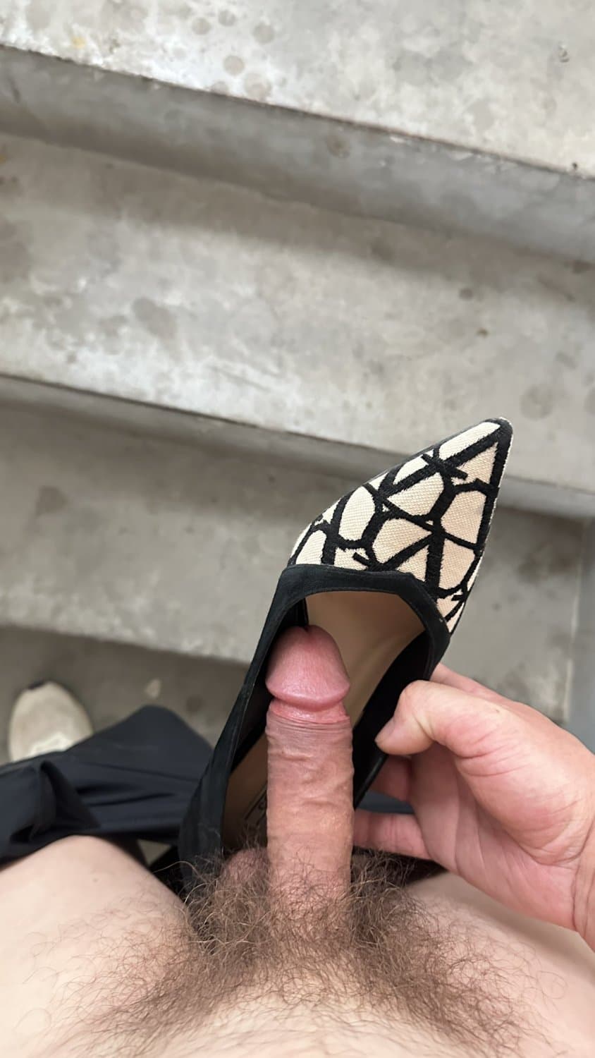 Cock & cum into asian shoes