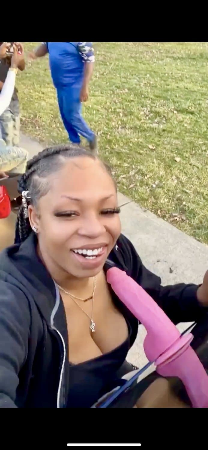 Ghetto Mom showing the whole hood how she eats dick