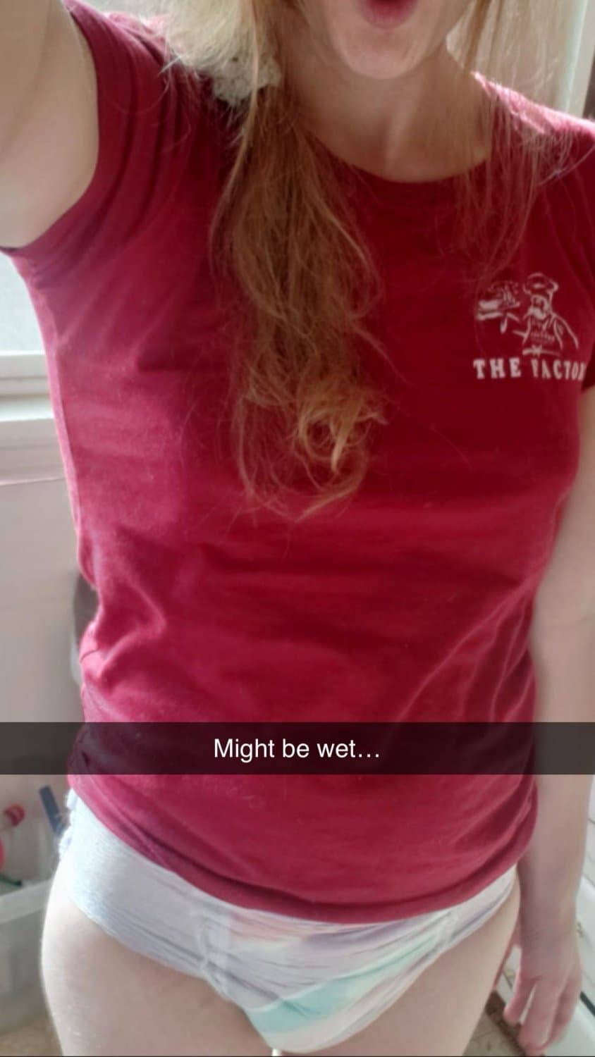 Hot blonde teen in diapers