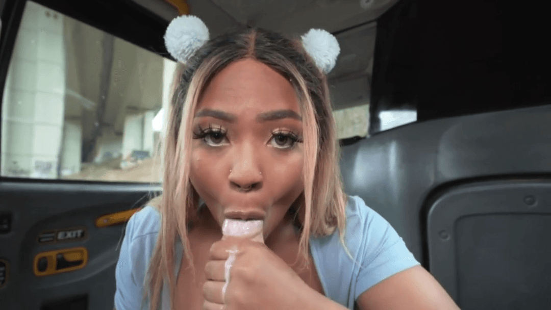 Busty Black Babe Cab Facial