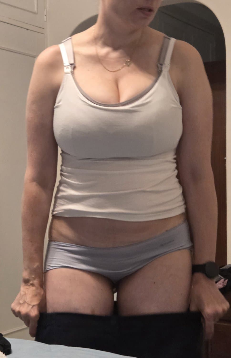 Spy hot wife in blue panties voyeur