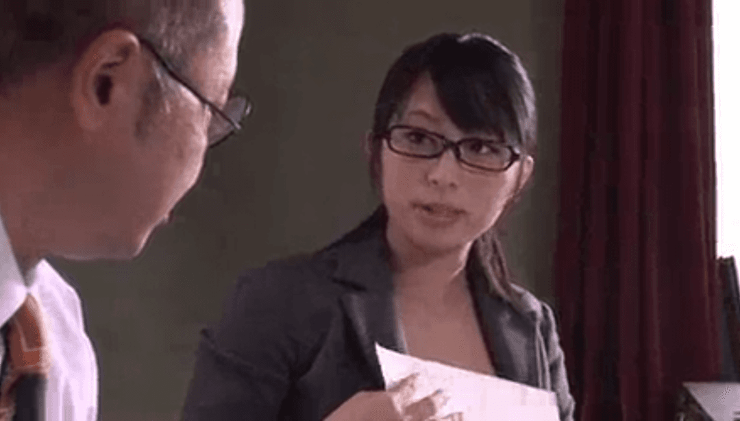 Japanese secretary gives a BJ to her boss before another creampie fuck at home