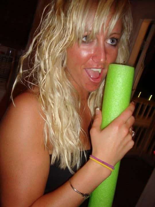 Big boobed blonde partying hard