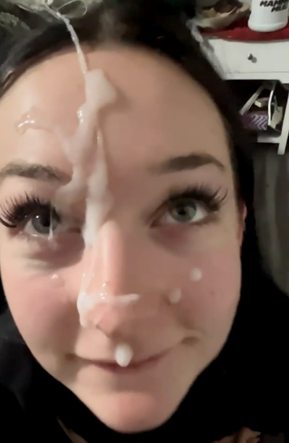 Slutty girlfriend loves getting her face cum covered