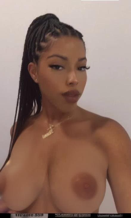 Sexy Petite Chocolate Ebony baddie has perfect titties to suck on