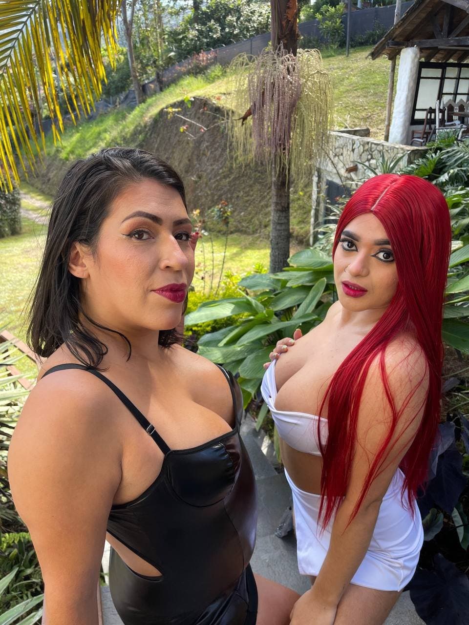 Two dirty latina bitches masturbate with huge dildos