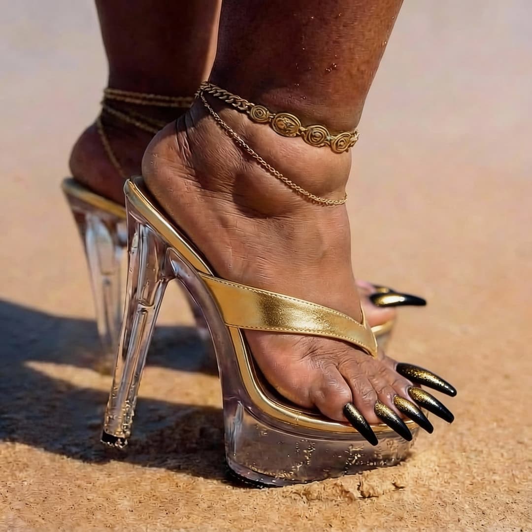 BBW Ebony feet toes long nails xxx