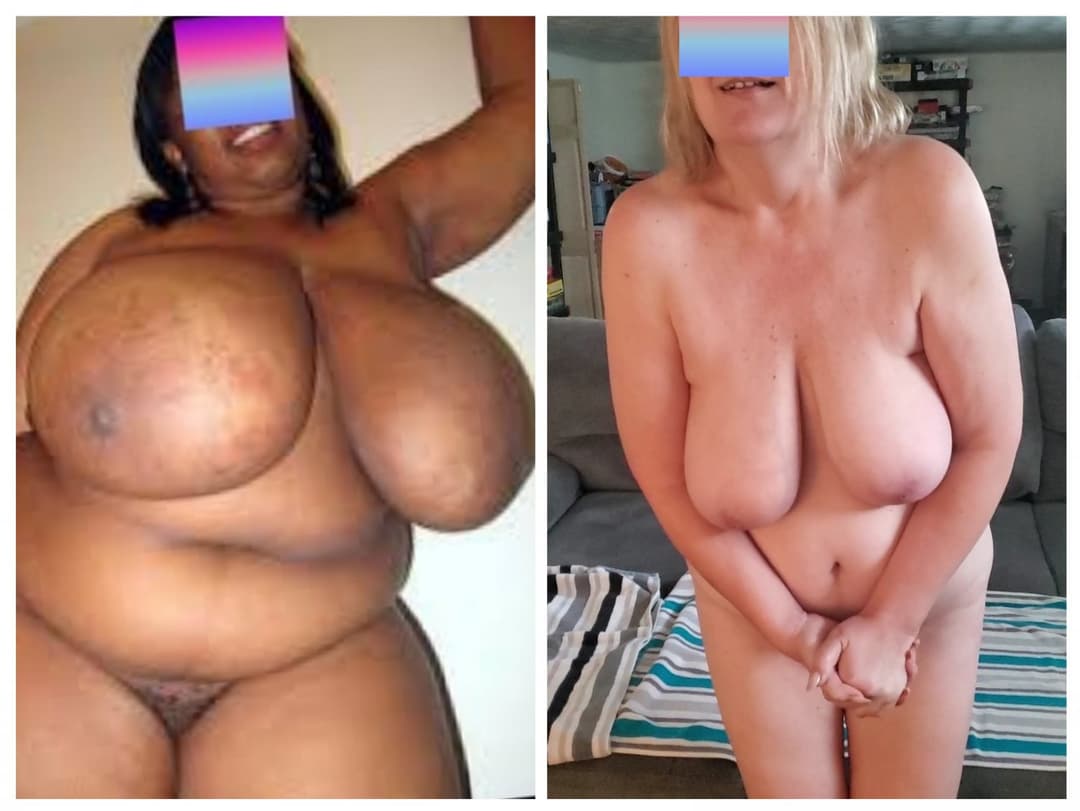 COLLAGE side by side comparison with some of the BIGGEST BLACK BOOBS on erome