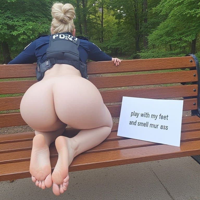 Beautiful officers want their bare feet messed with