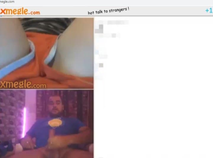 Girl in shorts without underwear in video chat on Omegle