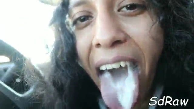 Streetwalker blowjob car swallow cum